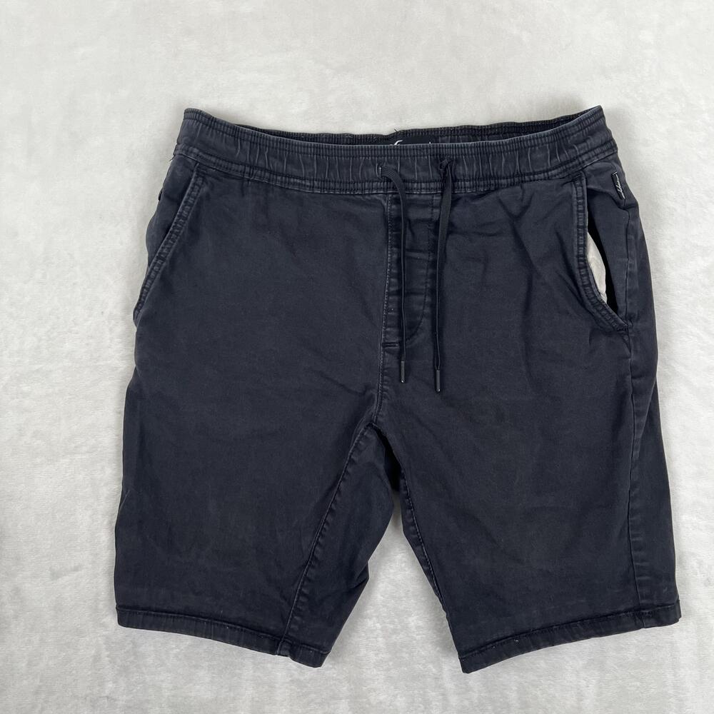 Hollister Jogger Shorts Mens Large Black Chino 9 Inseam Elastic Waist Stretch